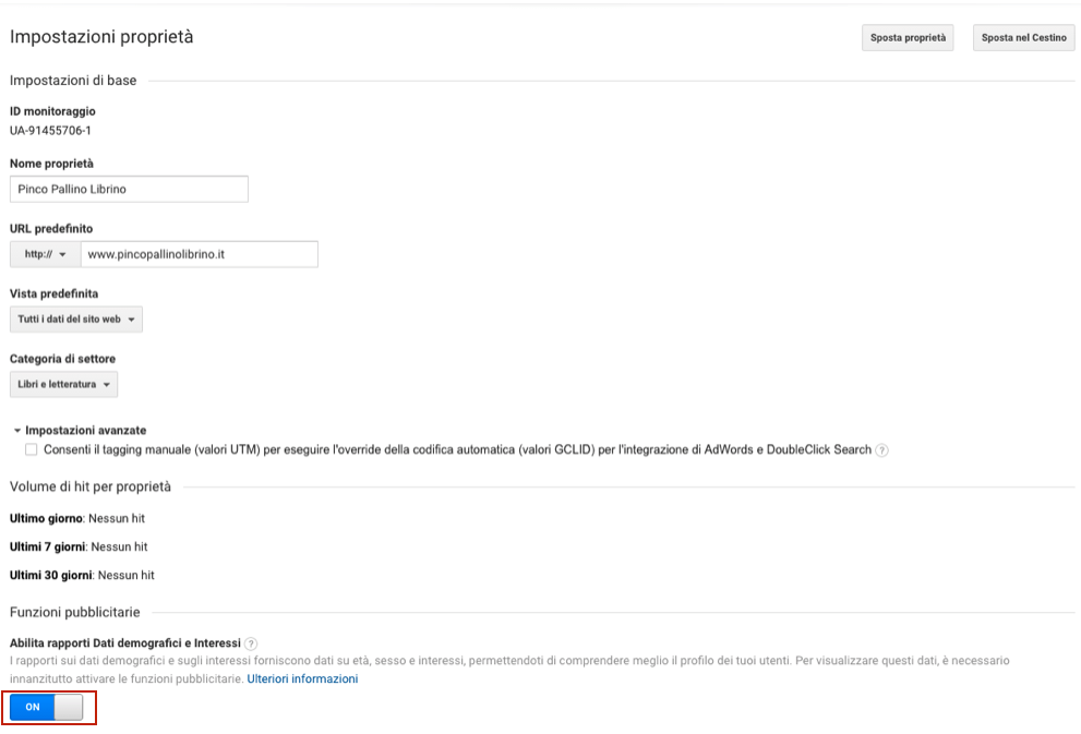 impostazione proprietà