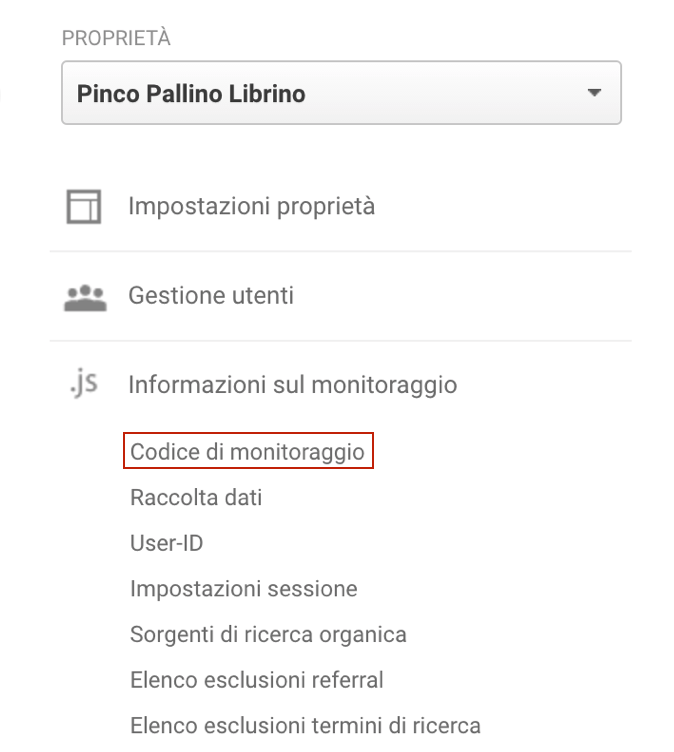 proprietà google analytics