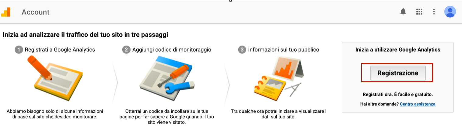registrazione google analytics