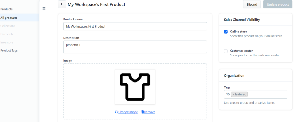 sezione prodotto in clickfunnels