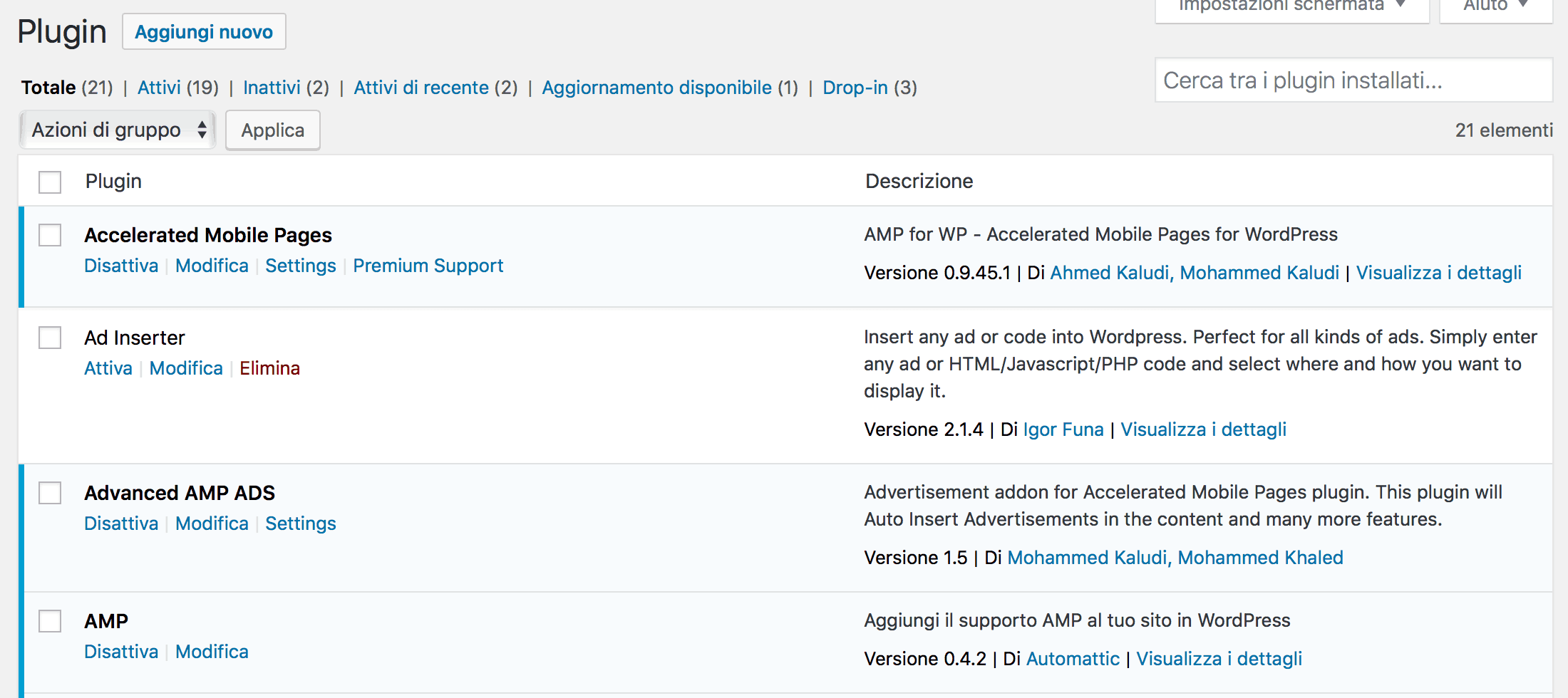 installazione plugin AMP