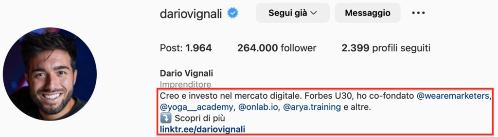 bio instagram dario vignali