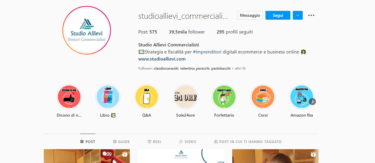 case study commercialista allievi instagram