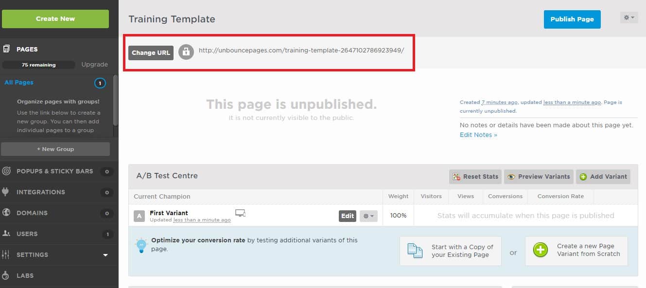 Dove trovare l'url della pagina
