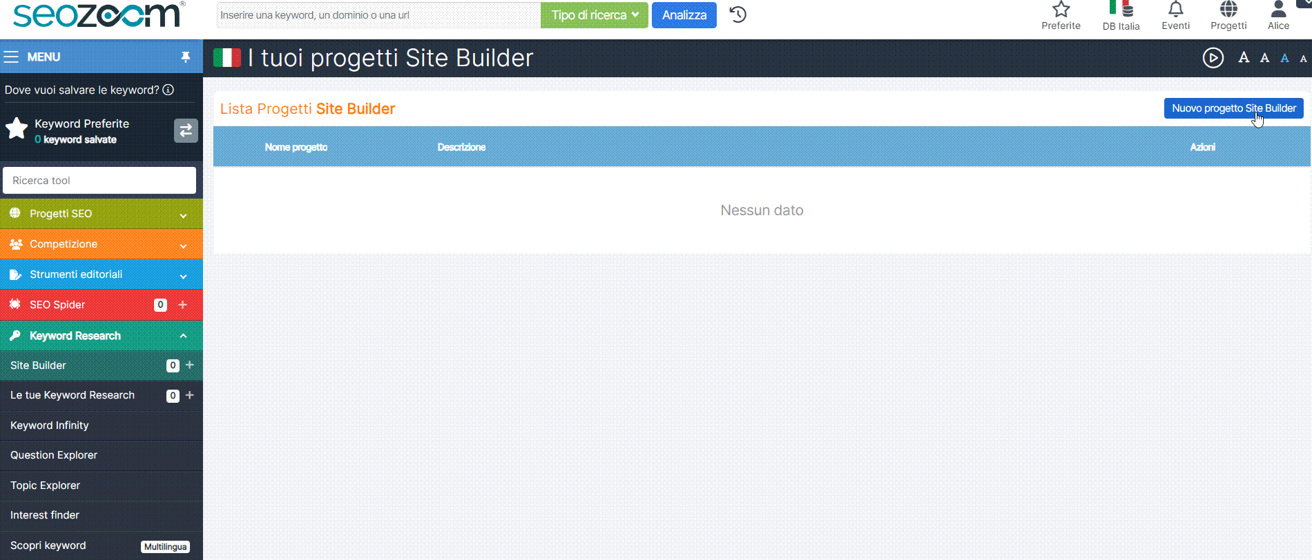 sitebuilder tool di seozoom