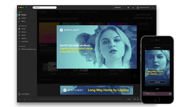 spotify formati pubblicitari