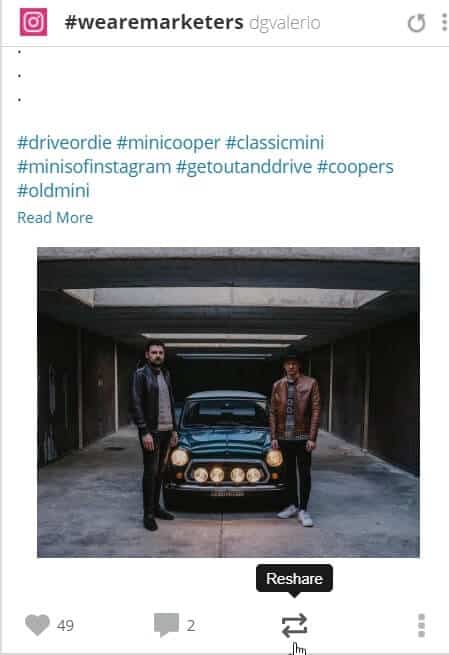 Per ricondividere un post basta un click sul pulsante apposito