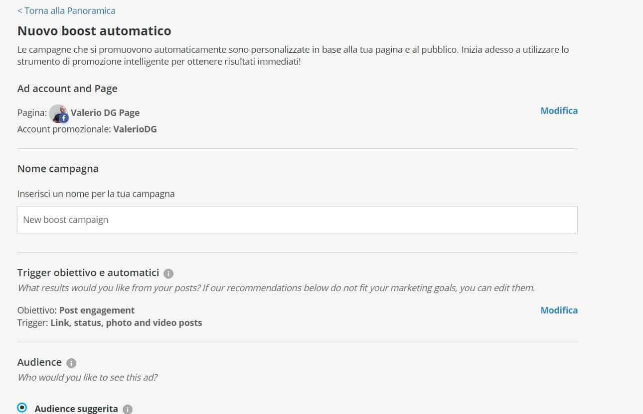 Screen della configurazione del boost automatico di hootsuite