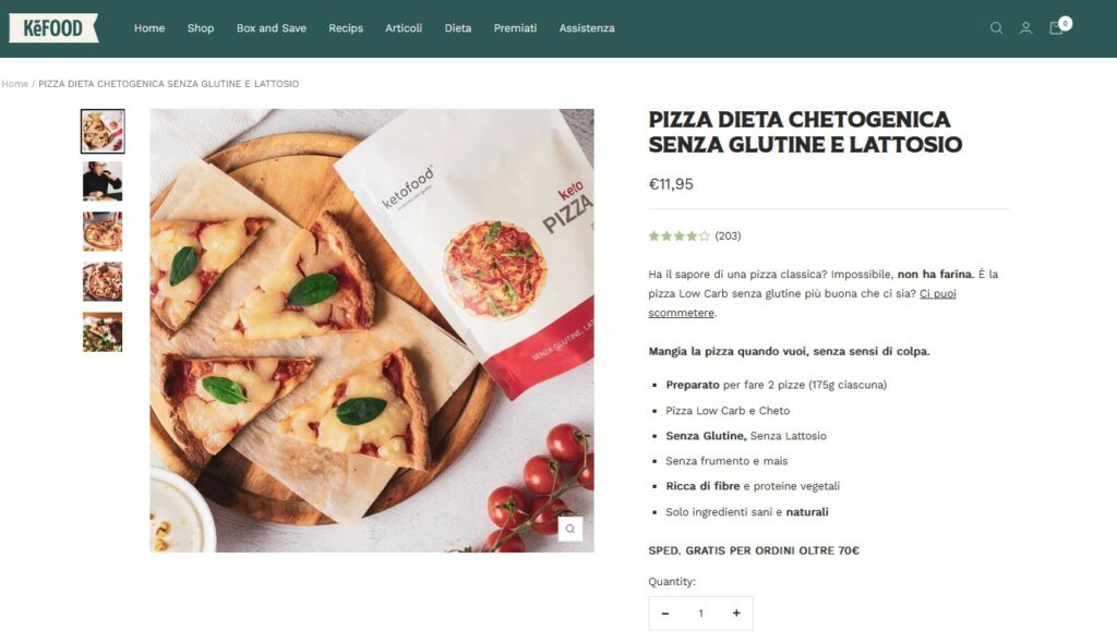 pagina prodotto ecommerce ketofood