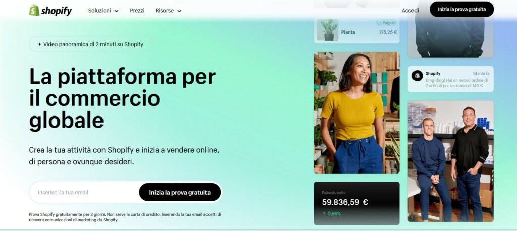 aprire negozio online con shopify