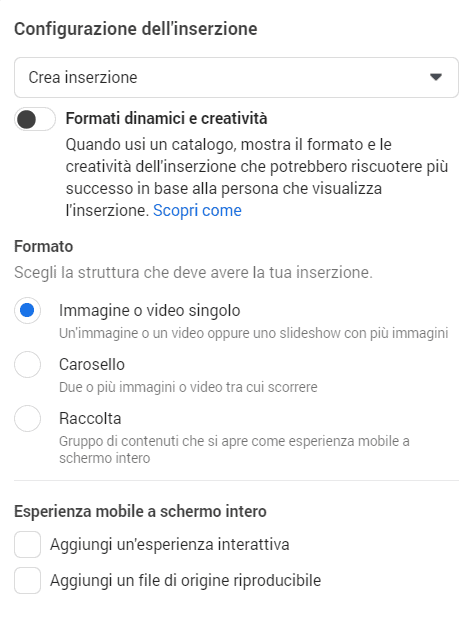 Facebook ads configurazione inserzione Facebook ads configurazione inserzione