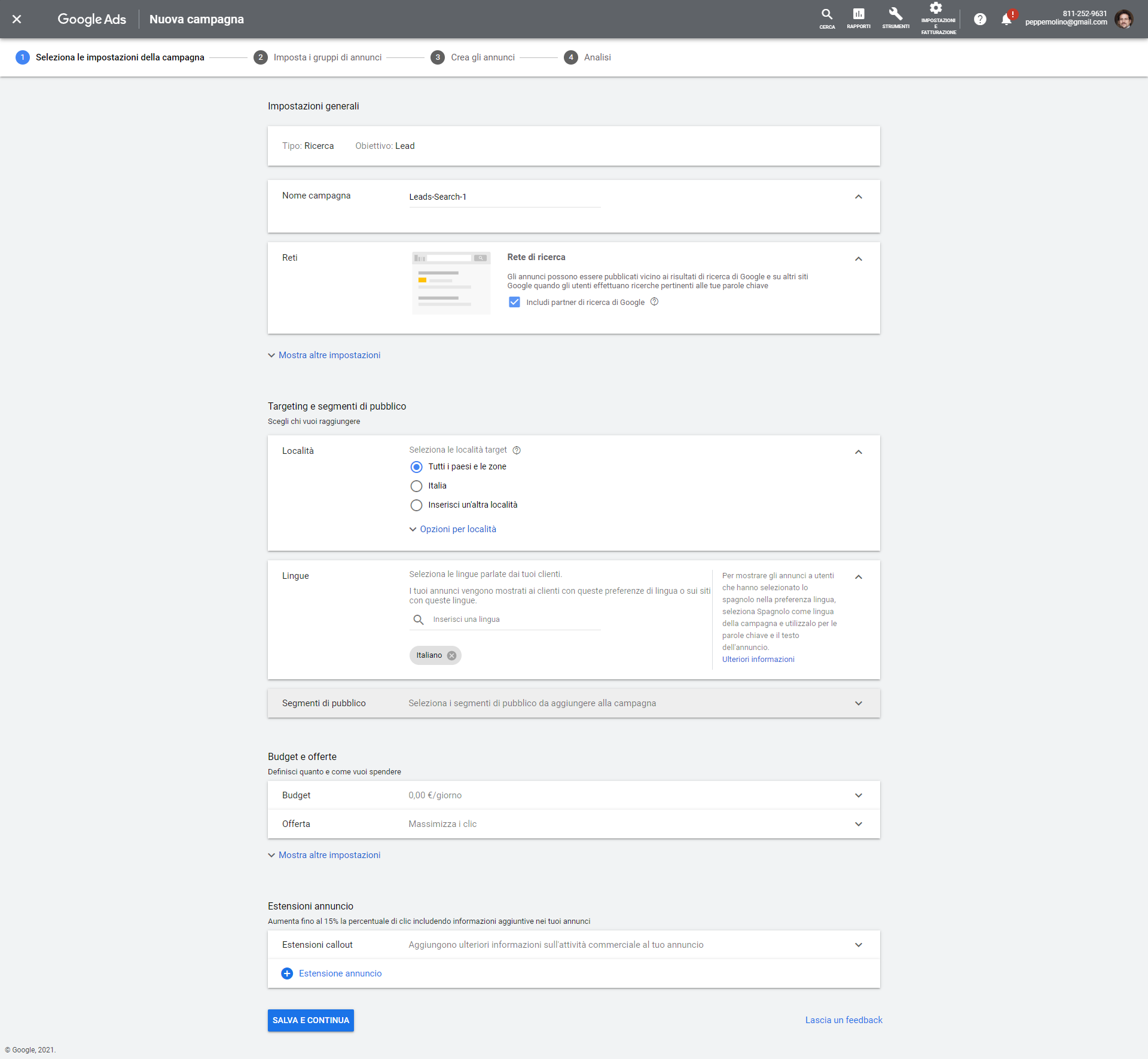 Google-Ads interfaccia impostazioni Google-Ads interfaccia impostazioni