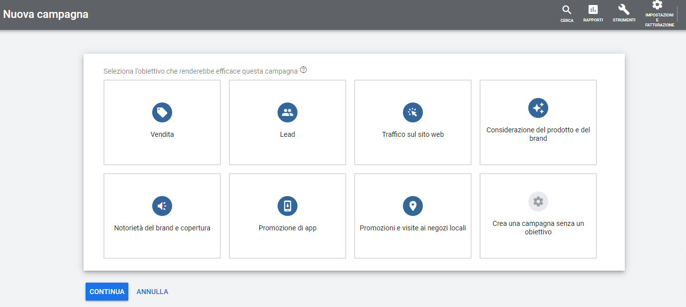 Google-Ads obietivi campagna Google-Ads obietivi campagna