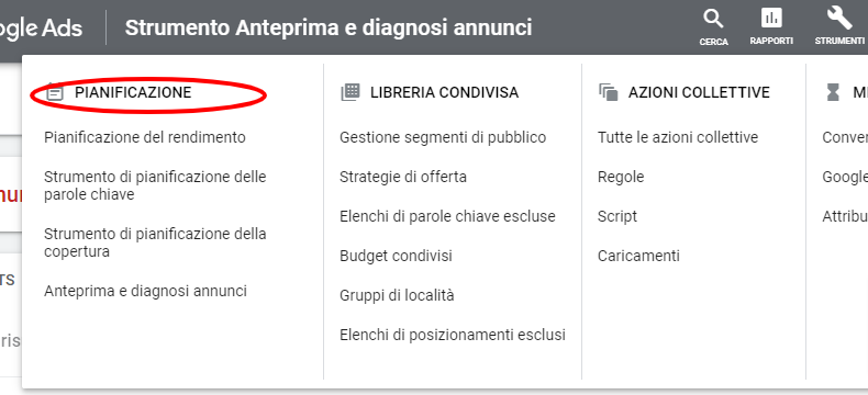 Google-Ads strumenti pianificazione Google-Ads strumenti pianificazione