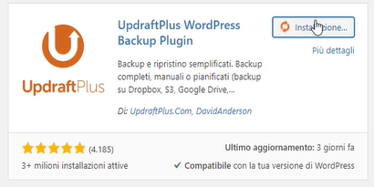 plugin per il backup updraftplus