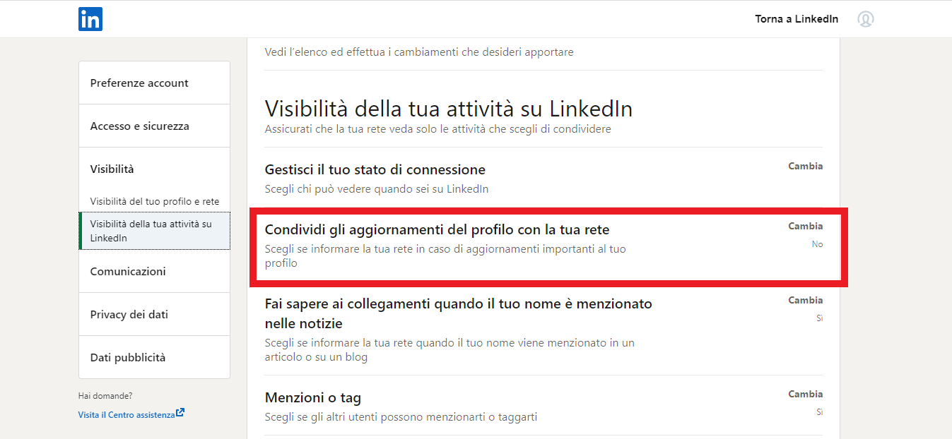 condivisione aggiornamenti del tuo account con la tua rete contatti condivisione aggiornamenti del tuo account con la tua rete contatti