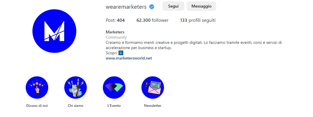 spunta blu Instagram