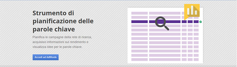 Parole chiave keywords planner tool