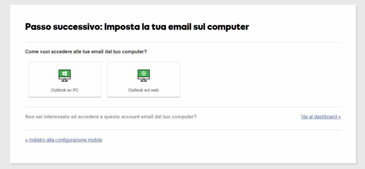 configurare email su computer