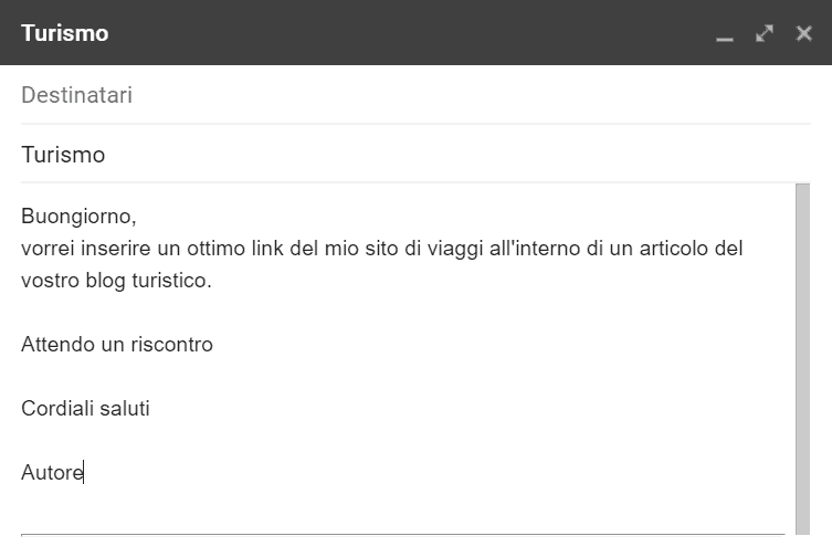 link building outreach esempio di messaggio inefficace