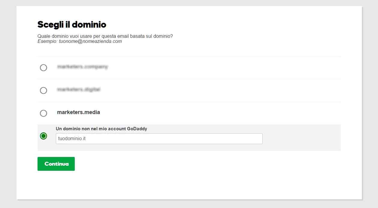 scelta dominio mail