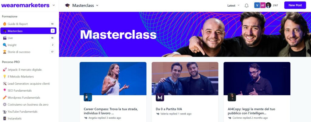 masterclass community online marketers pro