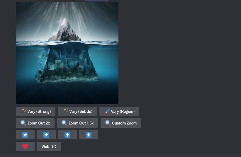 Pulsanti per variazioni midjourney