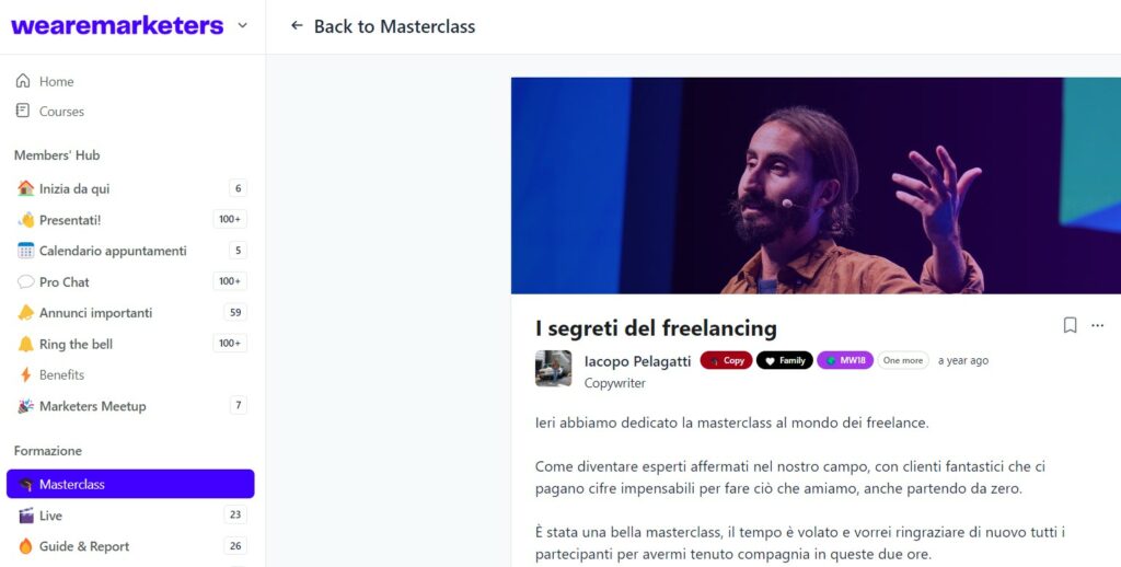 i segreti del freelancing masterclass marketers pro