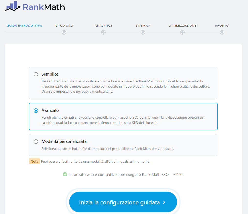 configurazione guidata rank math configurazione guidata rank math