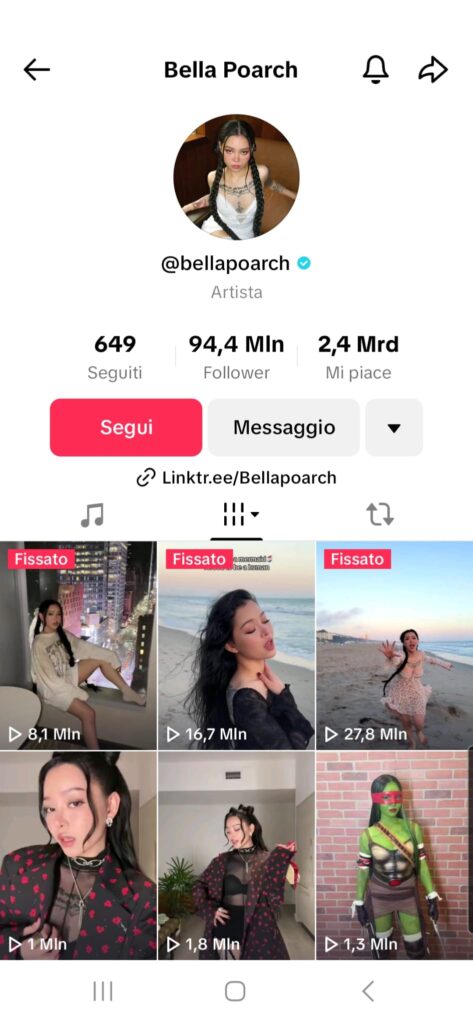 profilo tiktok bella poarch