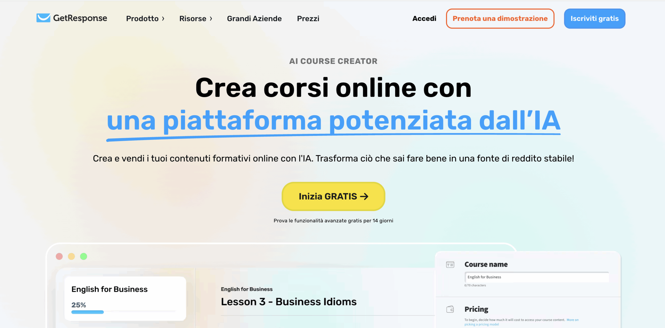 get response piattaforma corsi online