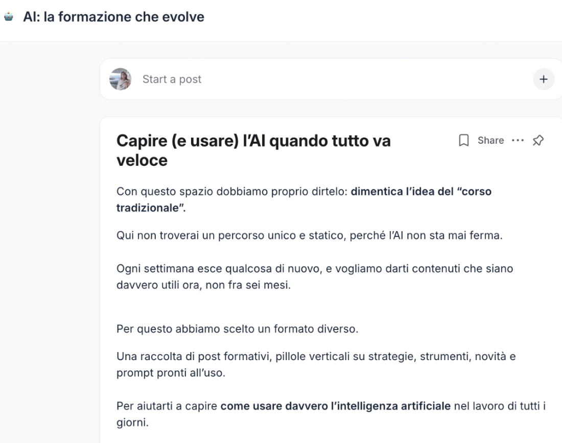 Screenshot community Marketers Pro — workflow condivisi